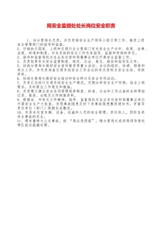 局安全监督处处长岗位安全职责——精品资料