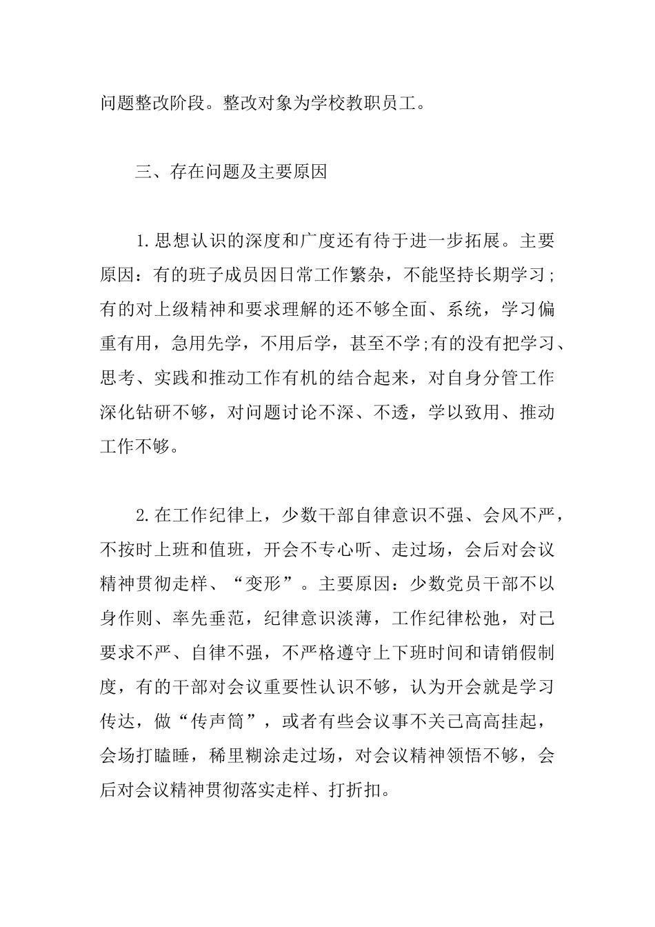 履职践诺、担当作为、真抓实干、遵规守纪方面存在的问题_第2页