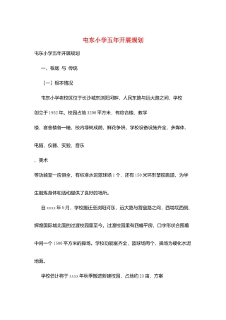 屯东小学五年发展规划