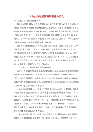 工业企业发展情况调研报告范文
