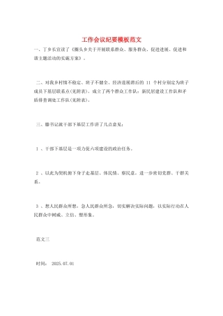 工作会议纪要模板范文