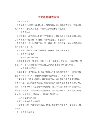 工作报告格式范本