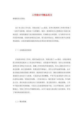 工作检讨书精品范文