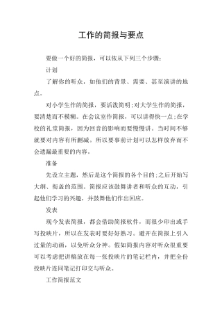 工作的简报与要点