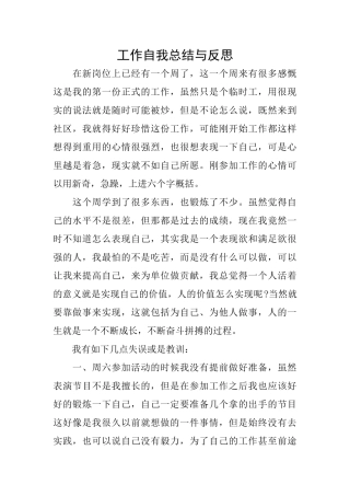 工作自我总结与反思