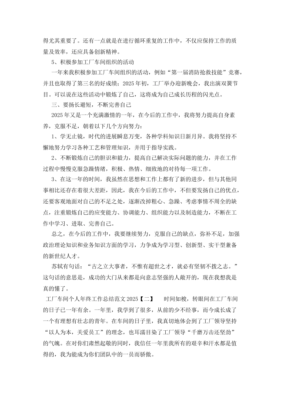 工厂车间个人年终工作总结范文2025_第3页