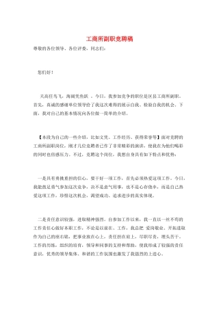 工商所副职竞聘稿