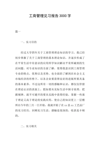 工商管理见习报告3000字