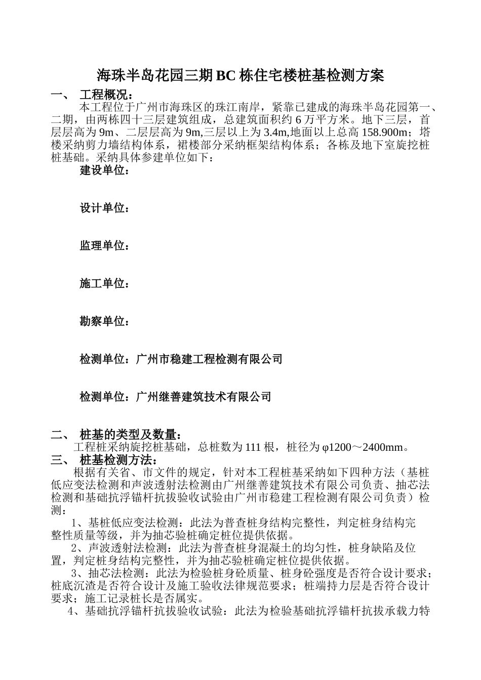 工程桩检测方案版本_第1页