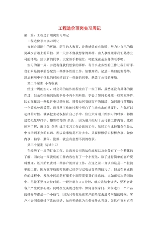 工程造价顶岗实习周记