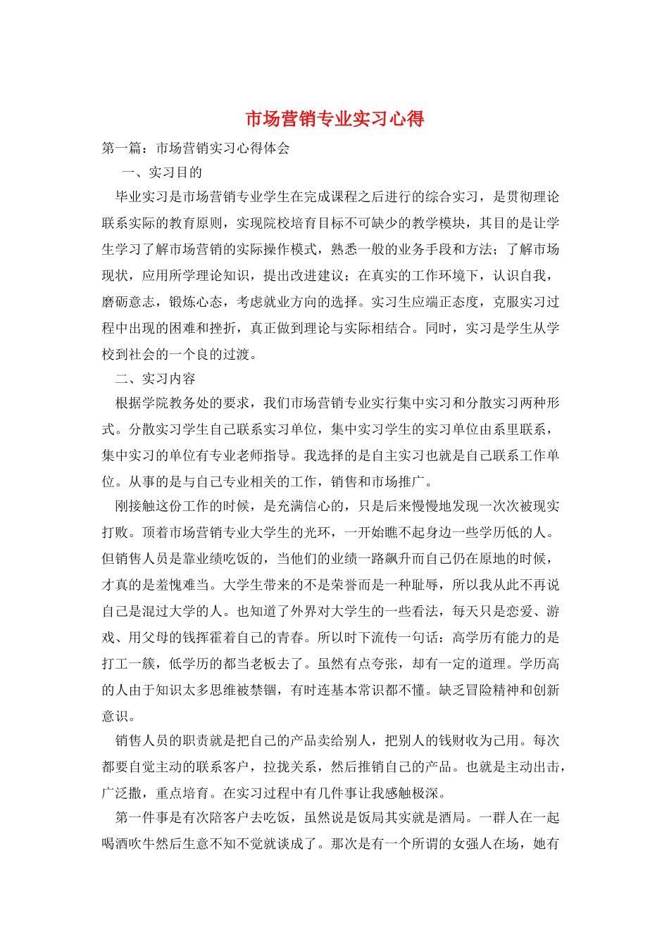 市场营销专业实习心得_第1页