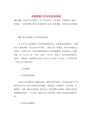 市场营销工作年终总结范例