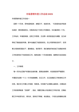 市场营销年度工作总结2025