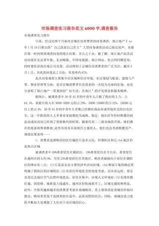 市场调查实习报告范文6000字调查报告