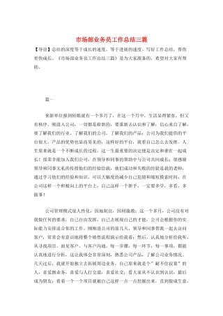 市场部业务员工作总结三篇