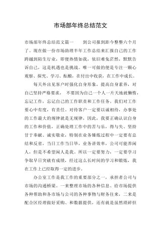 市场部年终总结范文