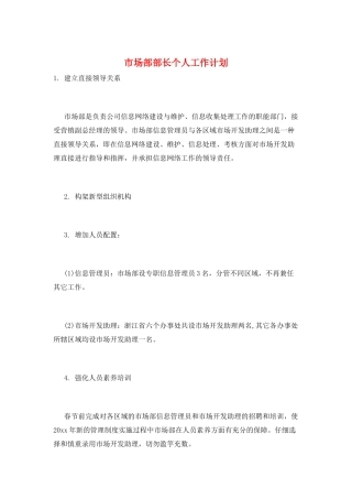 市场部部长个人工作计划