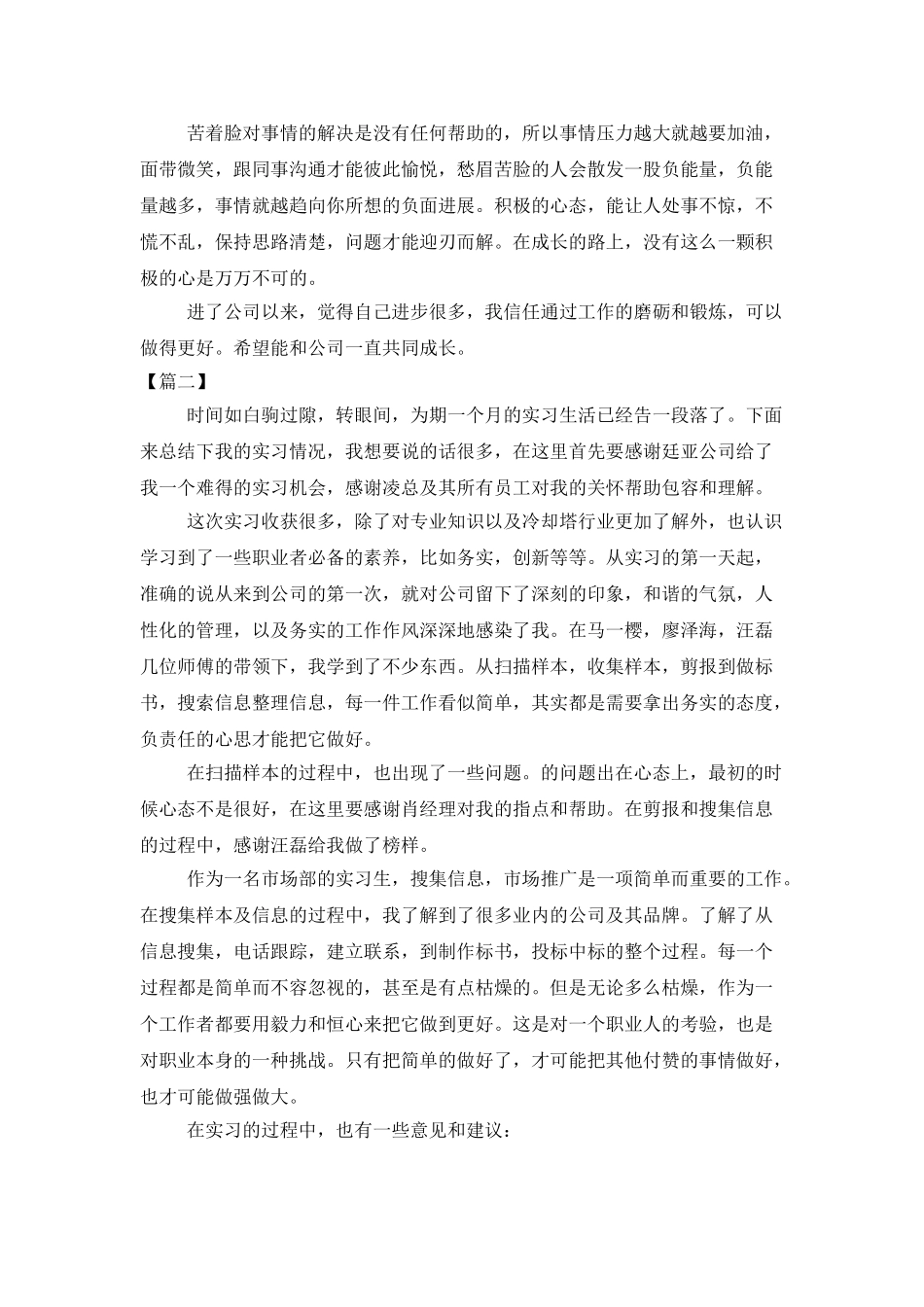 市场部门试用期工作总结范本_第2页