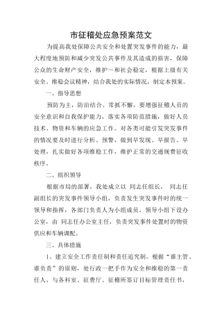 市征稽处应急预案范文