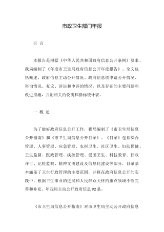 市政卫生部门年报