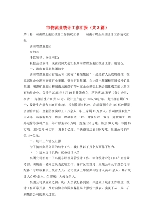 市物流业统计工作汇报