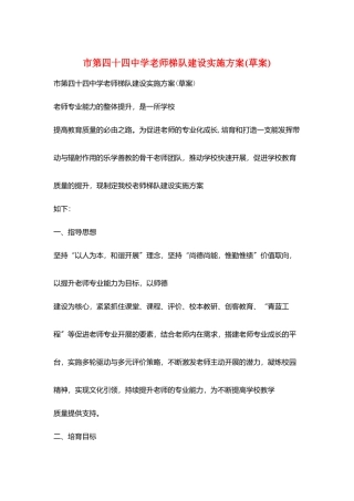 市第四十四中学教师梯队建设实施方案