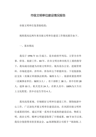 市级文明单位建设情况报告