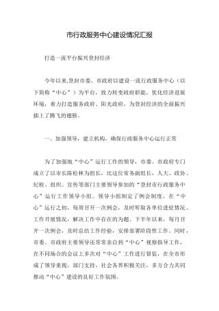 市行政服务中心建设情况汇报