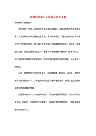 师德师风学习心得体会范文5篇
