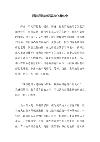 师德师风建设学习心得体会