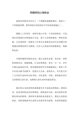 师德师风心得体会