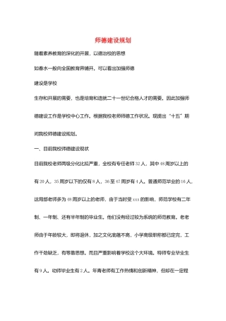 师德建设规划