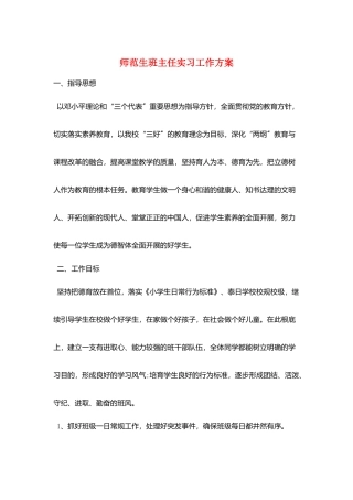 师范生班主任实习工作计划