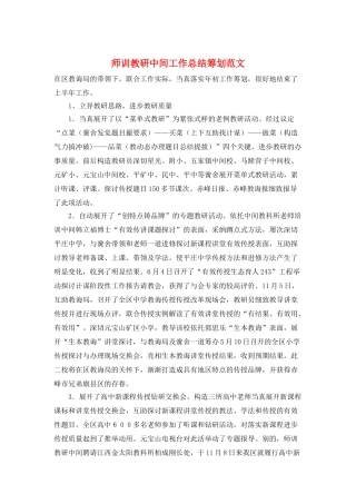 师训教研中间工作总结筹划范文