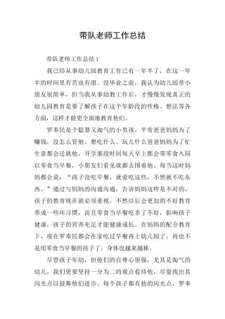 带队教师工作总结