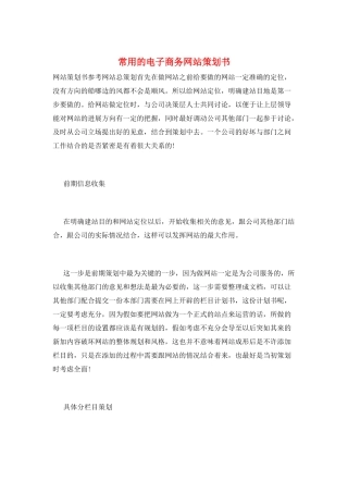 常用的电子商务网站策划书