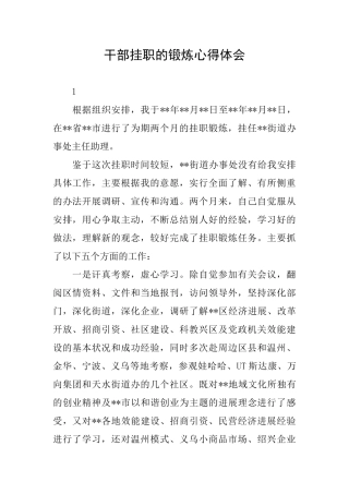 干部挂职的锻炼心得体会