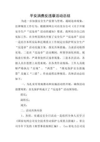 平安消费反违章活动总结