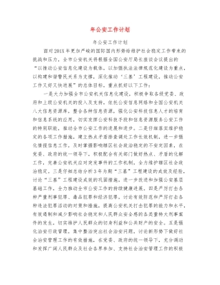 年公安工作计划