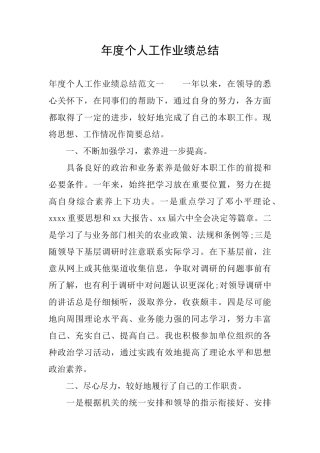 年度个人工作业绩总结