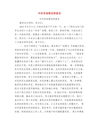 年村官助理述职报告