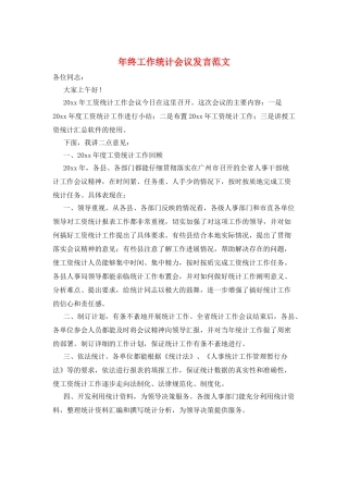 年终工作统计会议发言范文