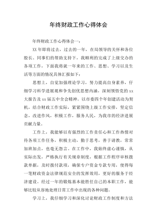 年终财政工作心得体会