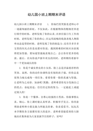 幼儿园小班上期期末评语