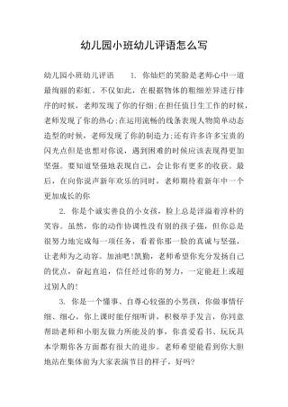 幼儿园小班幼儿评语怎么写0