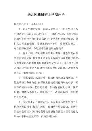 幼儿园托班班上学期评语