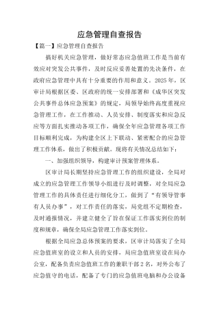 应急管理自查报告