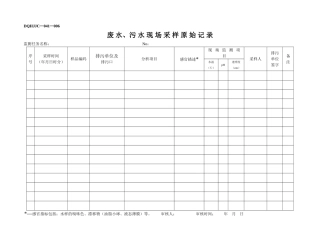 废水污水现场采样原始记录