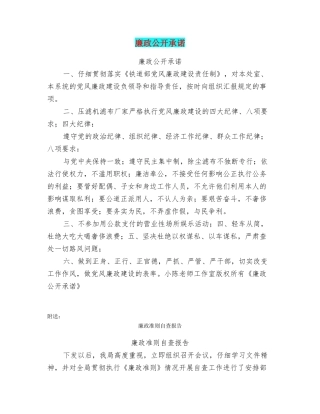 廉政公开承诺