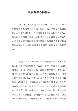 廉洁自律心得体会